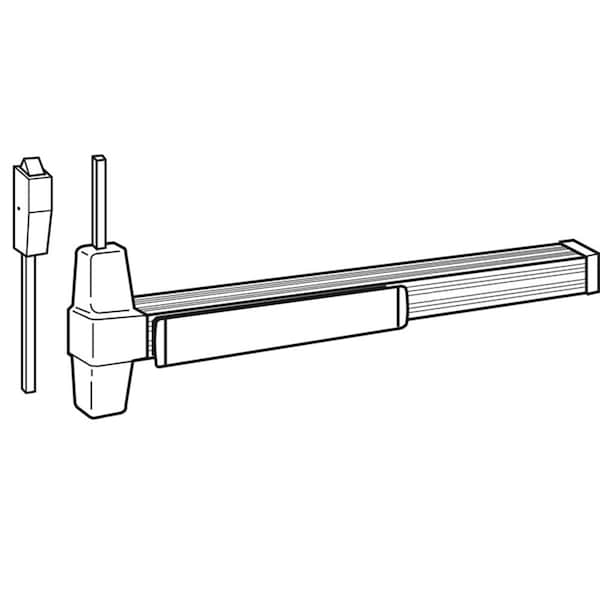 Grade 1 Surface Vertical Rod Exit Bar, Wide Stile Pushpad, 36-in Fire-rated Device, 84-in Door Heigh